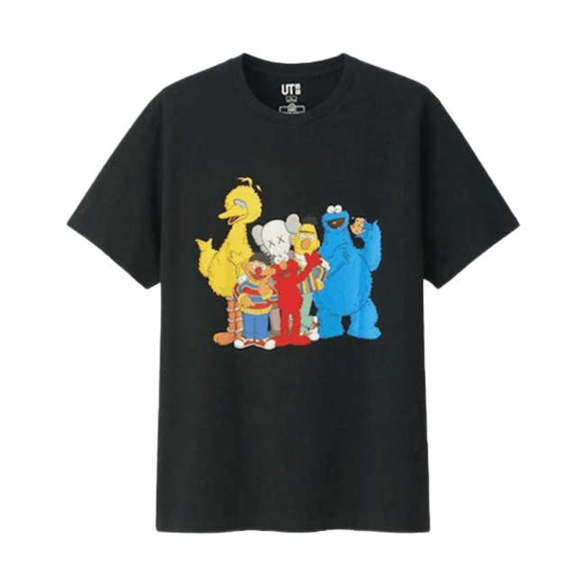 KAWS x Uniqlo x Sesame Street Group Tee Black