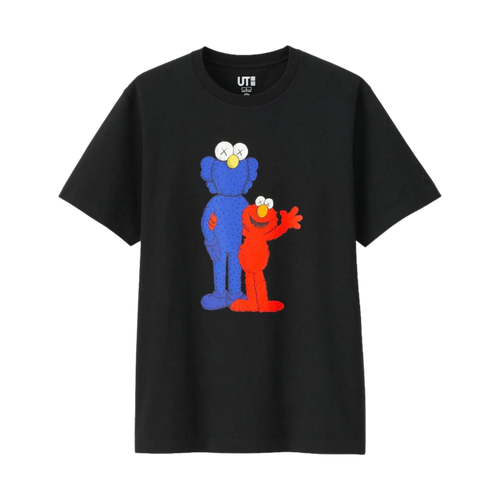 KAWS x Uniqlo x Sesame Street BFF Elmo Tee Black | Vintage Clothing Store Canada