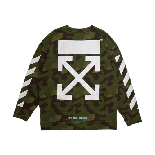 Off-White Camo Arrows Crewneck (USED) | Vintage Clothing Store Canada