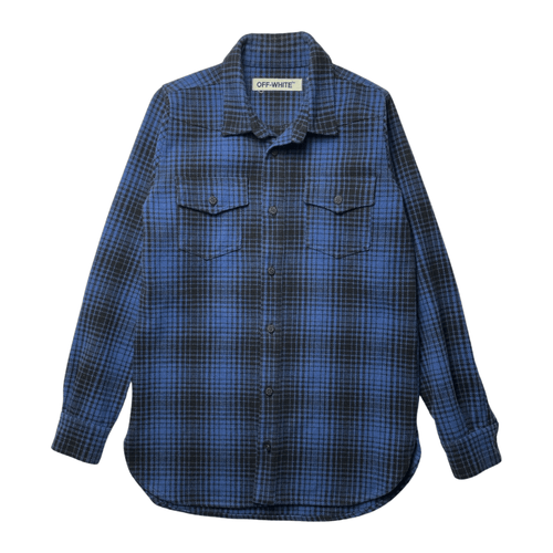 Off-White Striped Printed Flannel | Vintage Clothing Store Canada