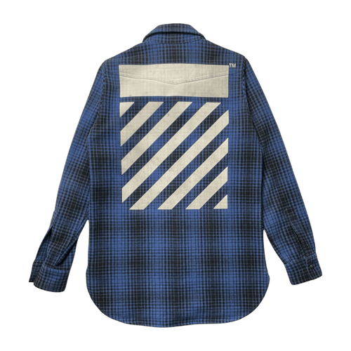 Off-White Striped Printed Flannel | Vintage Clothing Store Canada