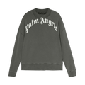 Palm Angels Curved Logo Crewneck Grey