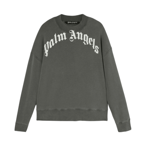 Palm Angels Curved Logo Crewneck Grey | Vintage Clothing Store Canada